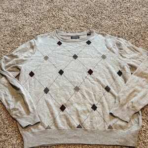 Classic Gray Argyle Crewneck Sweater